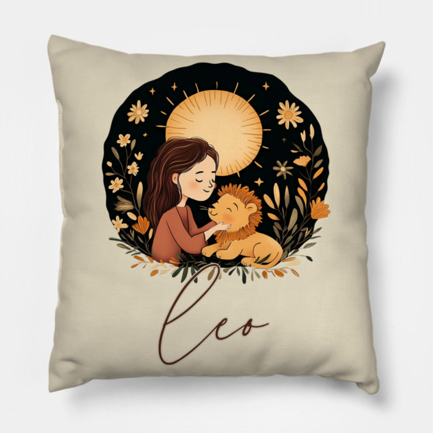 ♌ Radiant & Confident | Bohemian Leo Zodiac Art Pillow by TuncGK