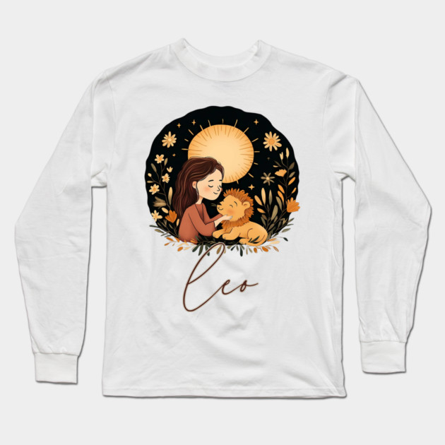 ♌ Radiant & Confident | Bohemian Leo Zodiac Art Long Sleeve T-Shirt by TuncGK
