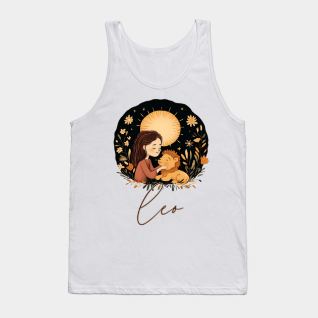 ♌ Radiant & Confident | Bohemian Leo Zodiac Art Tank Top by TuncGK