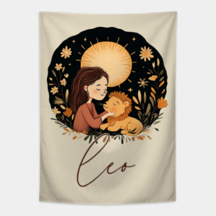 ♌ Radiant & Confident | Bohemian Leo Zodiac Art Tapestry