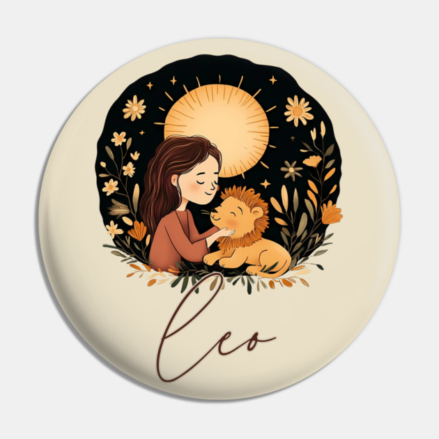 ♌ Radiant & Confident | Bohemian Leo Zodiac Art Pin by TuncGK