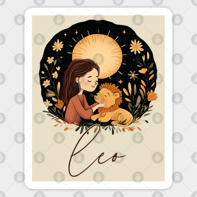♌ Radiant & Confident | Bohemian Leo Zodiac Art Sticker by TuncGK
