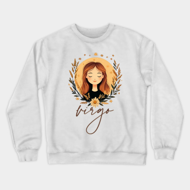 ♍ Wise & Graceful | Minimalist Virgo Zodiac Art Crewneck Sweatshirt by TuncGK