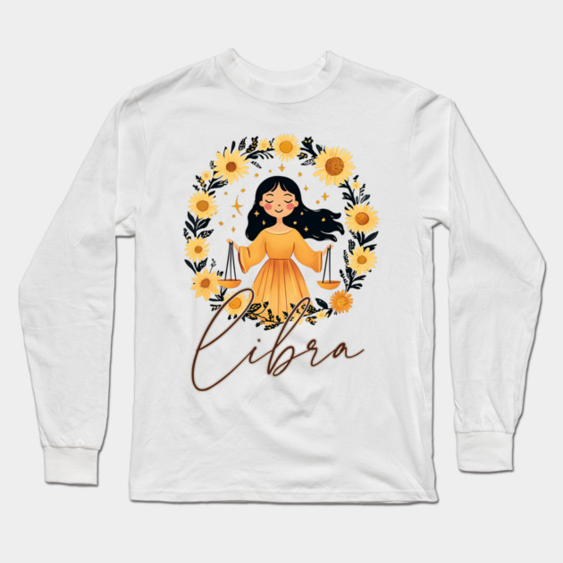 ♎ Harmonious & Charming | Boho Libra Zodiac Art Long Sleeve T-Shirt by TuncGK