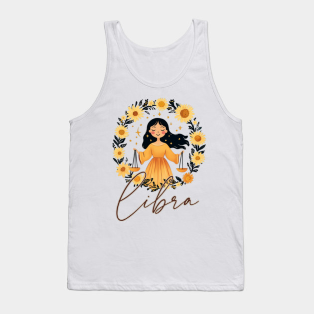 ♎ Harmonious & Charming | Boho Libra Zodiac Art Tank Top by TuncGK