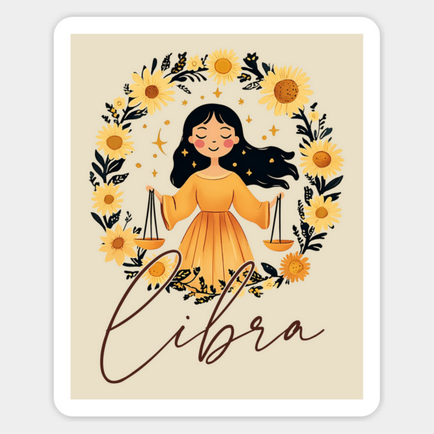 ♎ Harmonious & Charming | Boho Libra Zodiac Art Magnet by TuncGK