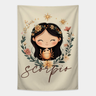 ♏ Mysterious & Powerful | Celestial Scorpio Zodiac Art Tapestry