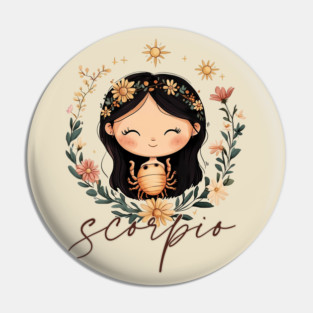 ♏ Mysterious & Powerful | Celestial Scorpio Zodiac Art Pin