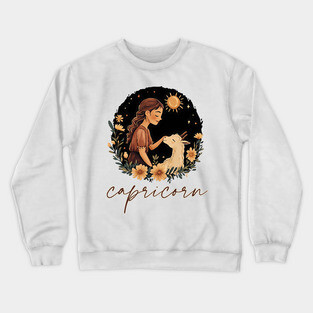 ♑ Ambitious & Wise | Minimalist Capricorn Zodiac Art Crewneck Sweatshirt