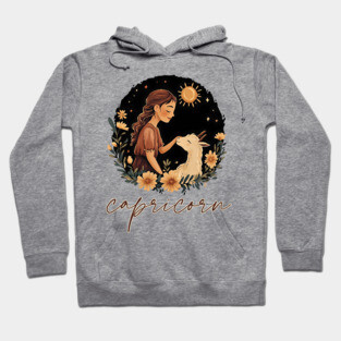 ♑ Ambitious & Wise | Minimalist Capricorn Zodiac Art Hoodie