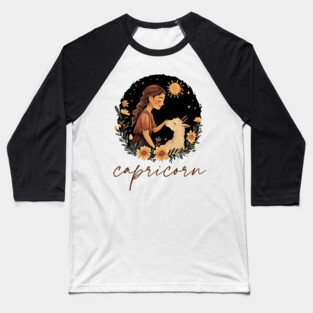 ♑ Ambitious & Wise | Minimalist Capricorn Zodiac Art Baseball T-Shirt