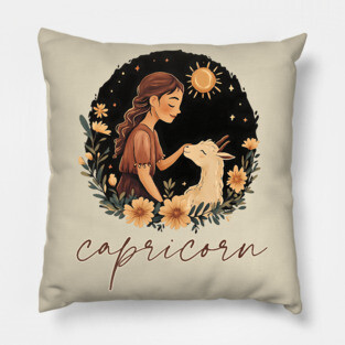♑ Ambitious & Wise | Minimalist Capricorn Zodiac Art Pillow