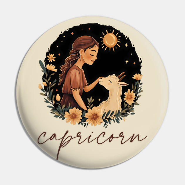 ♑ Ambitious & Wise | Minimalist Capricorn Zodiac Art Pin by TuncGK