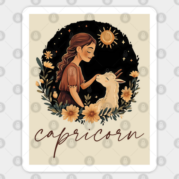 ♑ Ambitious & Wise | Minimalist Capricorn Zodiac Art Sticker by TuncGK