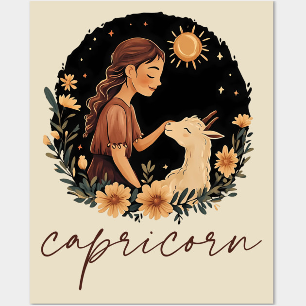 ♑ Ambitious & Wise | Minimalist Capricorn Zodiac Art Wall Art by TuncGK
