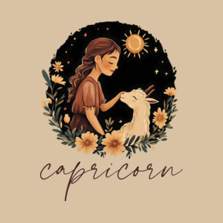 ♑ Ambitious & Wise | Minimalist Capricorn Zodiac Art T-Shirt