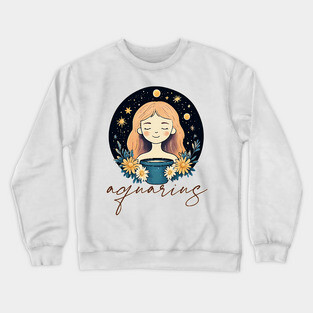 ♒ Visionary & Unique | Celestial Aquarius Zodiac Art Crewneck Sweatshirt
