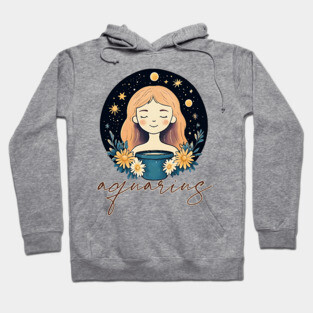 ♒ Visionary & Unique | Celestial Aquarius Zodiac Art Hoodie