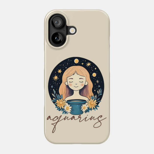 ♒ Visionary & Unique | Celestial Aquarius Zodiac Art Phone Case by TuncGK