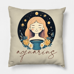 ♒ Visionary & Unique | Celestial Aquarius Zodiac Art Pillow
