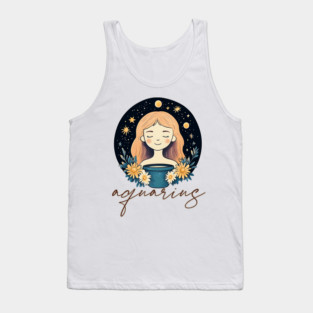 ♒ Visionary & Unique | Celestial Aquarius Zodiac Art Tank Top