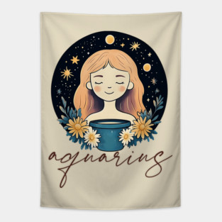 ♒ Visionary & Unique | Celestial Aquarius Zodiac Art Tapestry