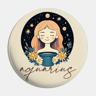 ♒ Visionary & Unique | Celestial Aquarius Zodiac Art Pin