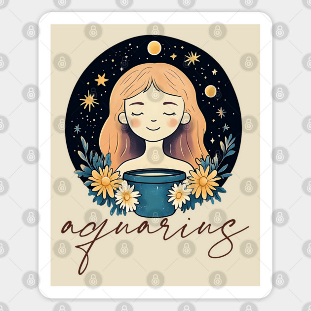 ♒ Visionary & Unique | Celestial Aquarius Zodiac Art Sticker by TuncGK