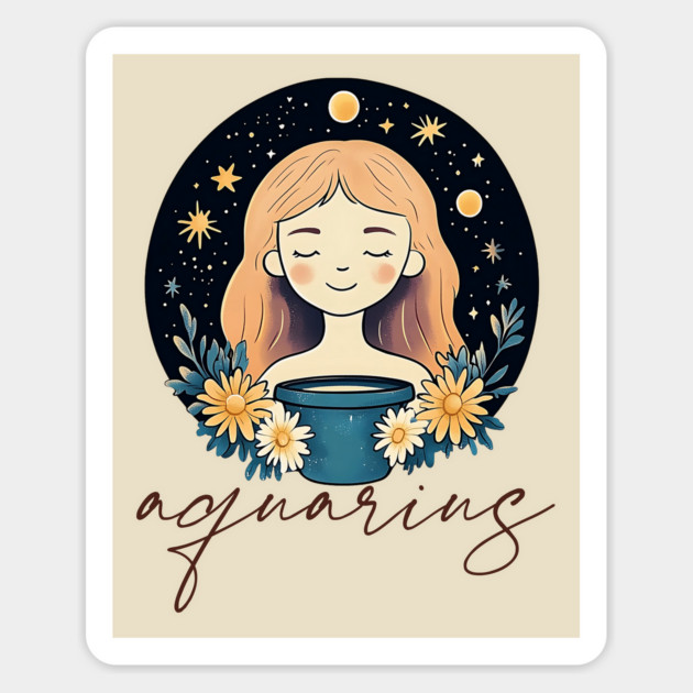 ♒ Visionary & Unique | Celestial Aquarius Zodiac Art Magnet by TuncGK