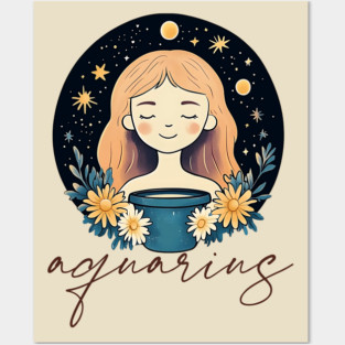 ♒ Visionary & Unique | Celestial Aquarius Zodiac Art Posters and Art