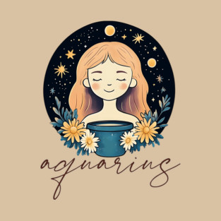 ♒ Visionary & Unique | Celestial Aquarius Zodiac Art T-Shirt