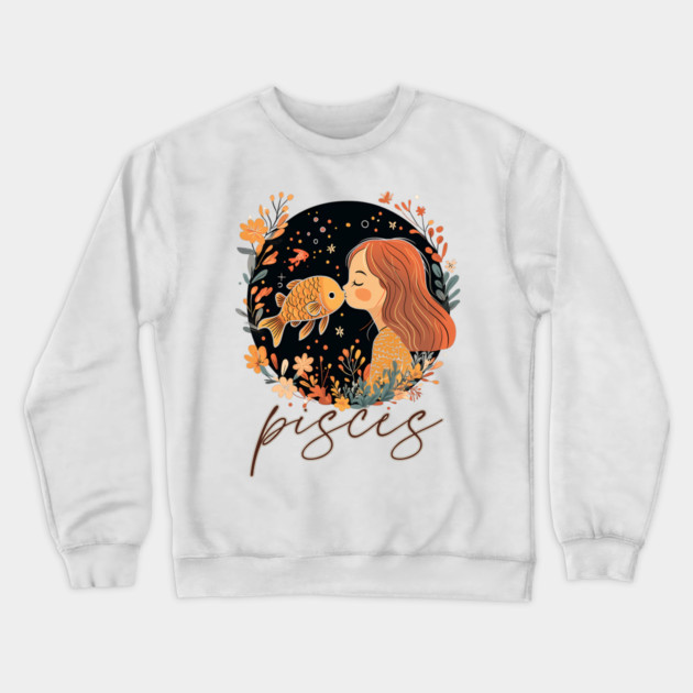 ♓ Dreamy & Intuitive | Bohemian Pisces Zodiac Art Crewneck Sweatshirt by TuncGK