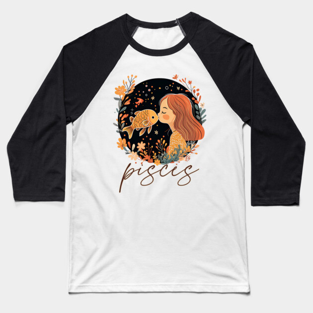 ♓ Dreamy & Intuitive | Bohemian Pisces Zodiac Art Baseball T-Shirt by TuncGK