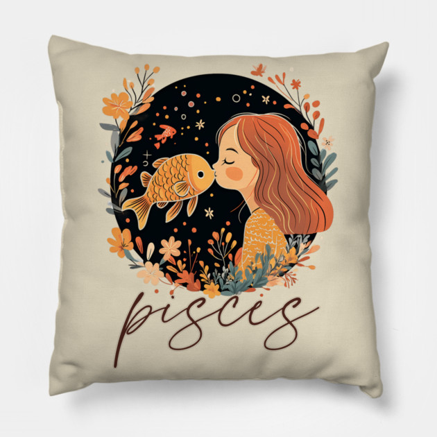 ♓ Dreamy & Intuitive | Bohemian Pisces Zodiac Art Pillow by TuncGK