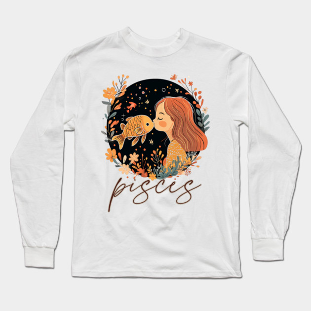 ♓ Dreamy & Intuitive | Bohemian Pisces Zodiac Art Long Sleeve T-Shirt by TuncGK