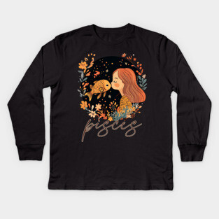 ♓ Dreamy & Intuitive | Bohemian Pisces Zodiac Art Kids Long Sleeve T-Shirt