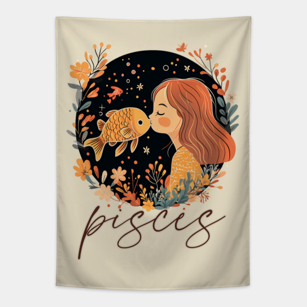 ♓ Dreamy & Intuitive | Bohemian Pisces Zodiac Art Tapestry by TuncGK
