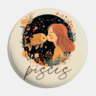 ♓ Dreamy & Intuitive | Bohemian Pisces Zodiac Art Pin