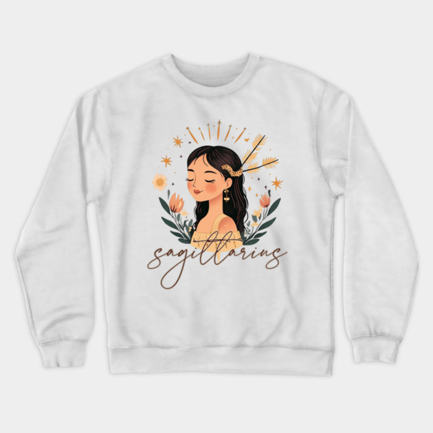 ♐ Free-Spirited & Adventurous | Bohemian Sagittarius Zodiac Art Crewneck Sweatshirt by TuncGK