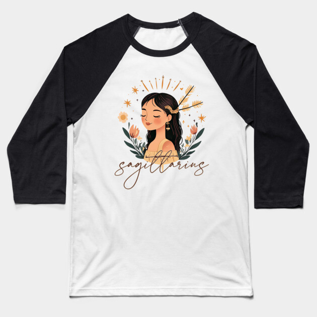 ♐ Free-Spirited & Adventurous | Bohemian Sagittarius Zodiac Art Baseball T-Shirt by TuncGK
