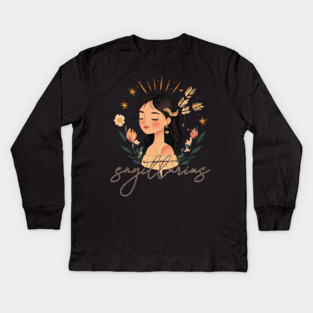 ♐ Free-Spirited & Adventurous | Bohemian Sagittarius Zodiac Art Kids Long Sleeve T-Shirt