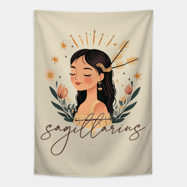 ♐ Free-Spirited & Adventurous | Bohemian Sagittarius Zodiac Art Tapestry by TuncGK