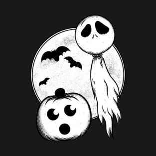 Ghost and Pumpkin in the Moon T-Shirt