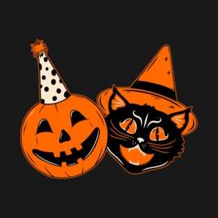 Vintage Cat and Pumpkin T-Shirt
