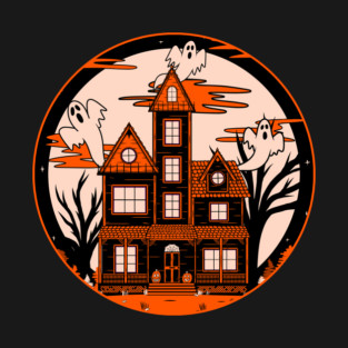 Vintage Haunted House and Ghosts T-Shirt