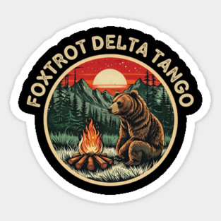 Foxtrots Deltas Tangos Retro Resist Bear Camping Hiking Sticker