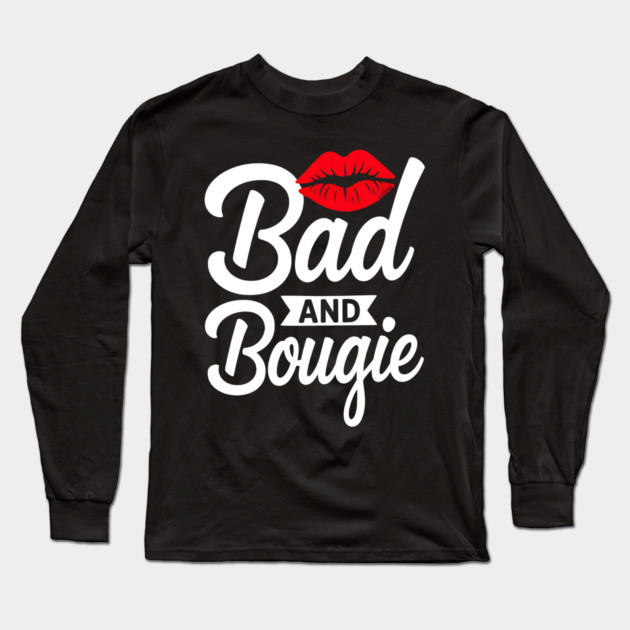 Bad and Bougie - Red Lips Long Sleeve T-Shirt by UrbanLifeApparel