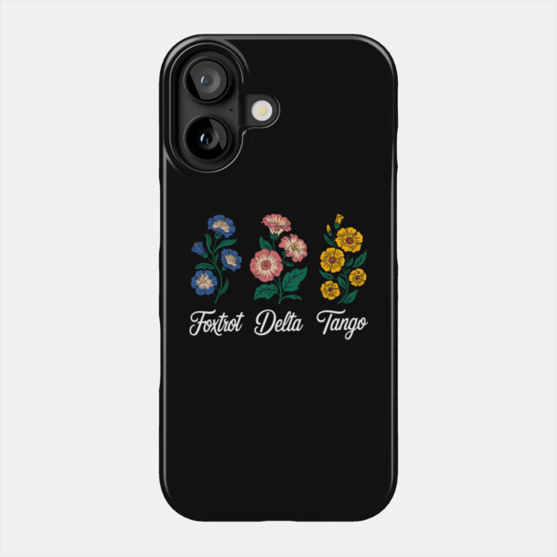 Retro Foxtrots Deltas Tangos Flower Phone Case by Creatifly Graphic Tees