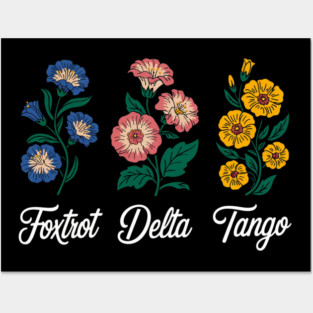 Retro Foxtrots Deltas Tangos Flower Posters and Art