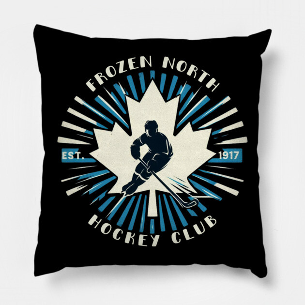 Frozen North Hockey Club – Est. 1917 Retro Hockey Shirt Pillow by Ben's Store 1